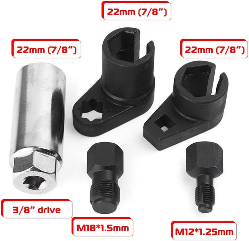 GOHAWKTEQ Automotive Oxygen Sensor Socket Removal Tool Wrench and Thread Chaser Set 5Pcs - Image 5