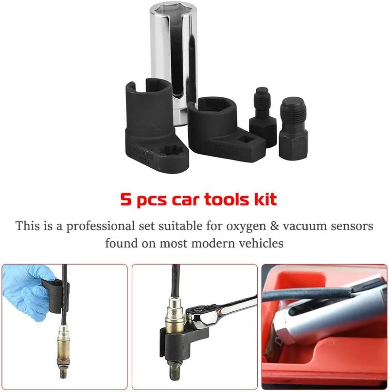 GOHAWKTEQ Automotive Oxygen Sensor Socket Removal Tool Wrench and Thread Chaser Set 5Pcs - Image 2