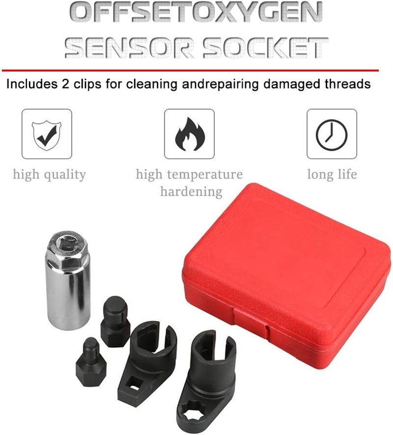 GOHAWKTEQ Automotive Oxygen Sensor Socket Removal Tool Wrench and Thread Chaser Set 5Pcs - Image 1