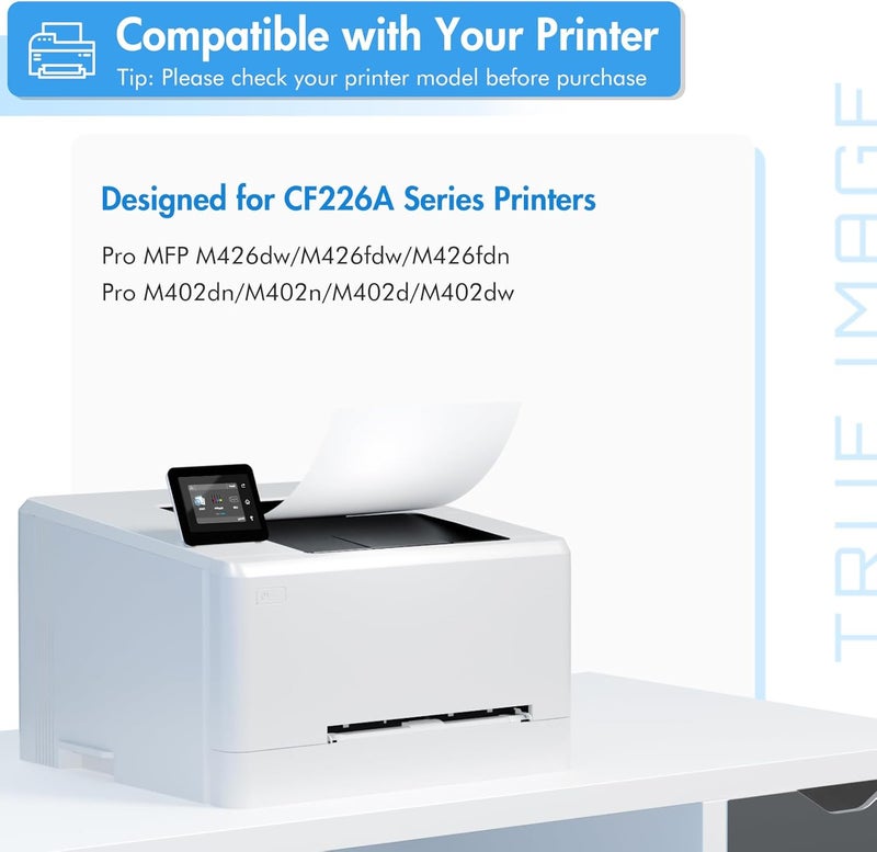 TRUE IMAGE Compatible Toner Cartridge Replacement for HP 26A CF226A 26X CF226X Pro M402n M402dn M426 M402d M402dw Laser Jet MFP M426fdw M426fdn M402 M426dw Printer Ink (Black, 2-Pack) - Image 2