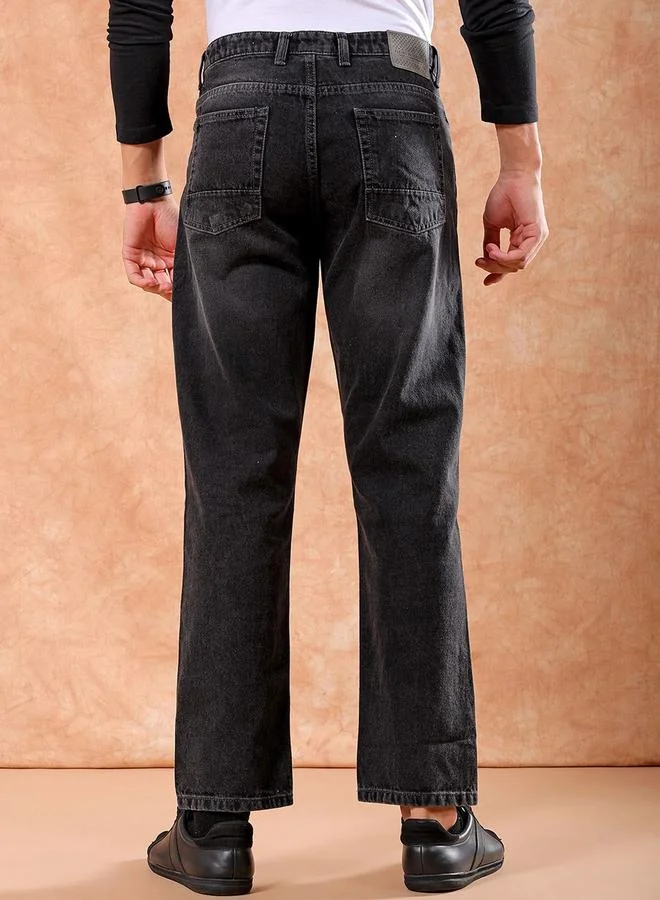 The Indian Garage Co The Indian Garage Co Men Slash Knee Straight Fit Jeans