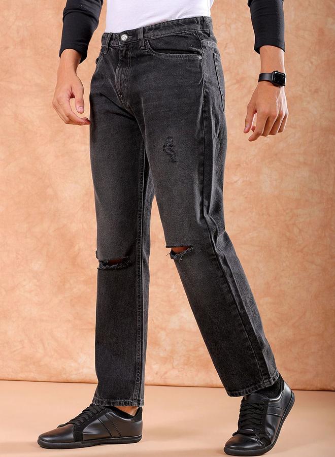 The Indian Garage Co Men Slash Knee Straight Fit Jeans - Image 2