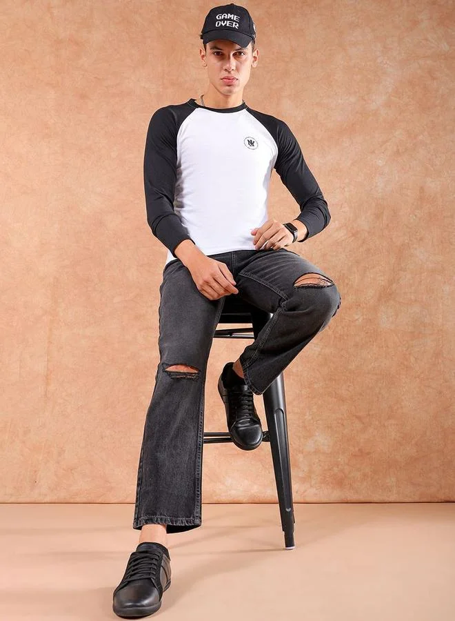 The Indian Garage Co The Indian Garage Co Men Slash Knee Straight Fit Jeans