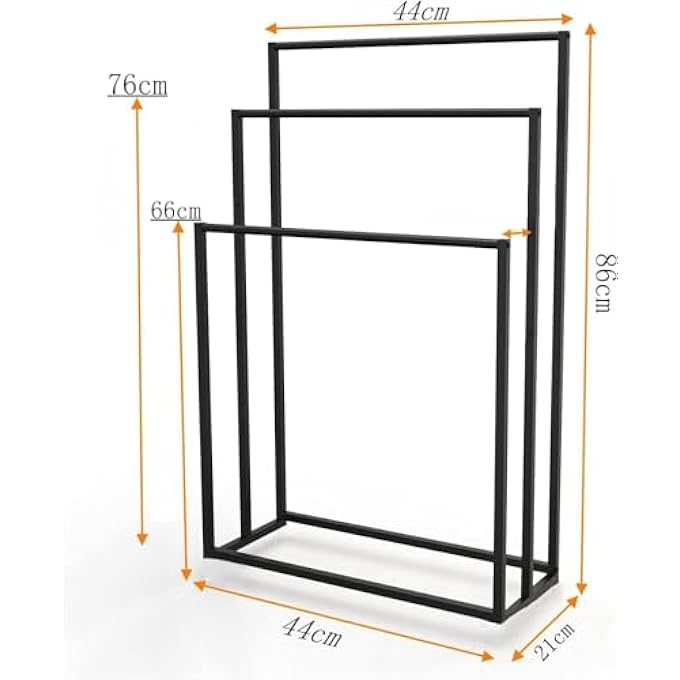 حامل مناشف قائم بذاته، 3 طبقات، من الفولاذ المقاوم للصدأ، للحمام، حامل تجفيف البطانيات شديد التحمل، حامل مناشف الحمام، رف بطانيات معدني لحوض الاستحمام أو الدش أو حمام السباحة - Image 2