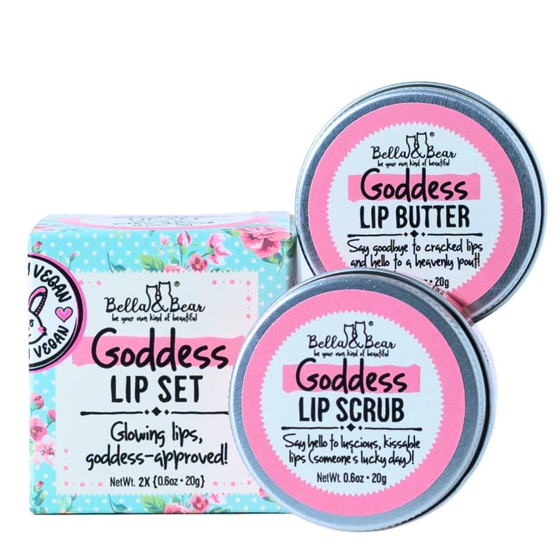 Bella and Bear Bella & Bear Goddess Lip Scrub & Lip Butter Set â€“ Lovely Gift for Women - Teen Girls & Tweens - Image 1
