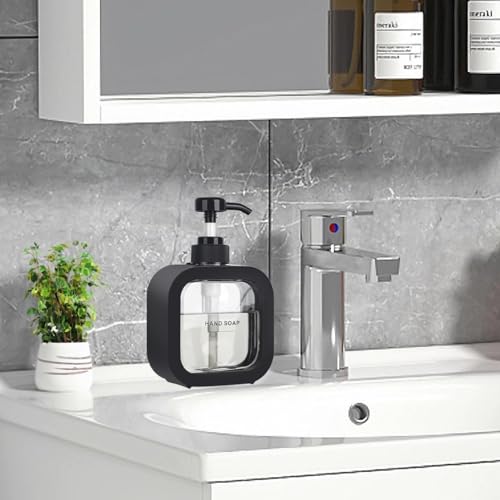 Episkey Soap Dispenser for Bathroom and Kitchen Sink, Small Hand Soap Plastic Dish Soap Dispenser with Pump and Labels for Sink Countertop Kitchen Bathroom (SNAPSINK Black) - Image 3