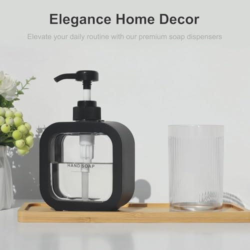 Episkey Soap Dispenser for Bathroom and Kitchen Sink, Small Hand Soap Plastic Dish Soap Dispenser with Pump and Labels for Sink Countertop Kitchen Bathroom (SNAPSINK Black) - Image 2
