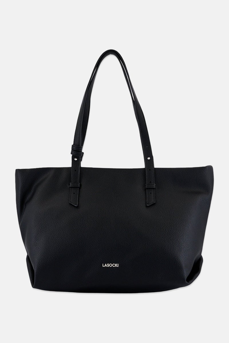 Lasocki Women Brand Logo Tote Bag, Black - Image 1