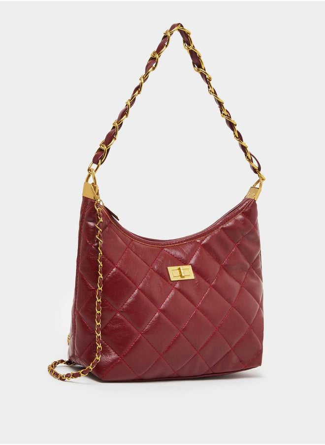 Styli Diamond Pattern Shoulder Bag with Chain Strap  - Image 1