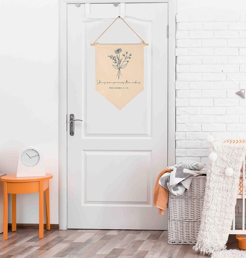 FYSIA Nursery Scripture Bible VerseChristian Botanical DecorCanvas Hanging Pennant Flag Banner Wall Sign Decor Gift for Nursery Bedroom Playroom Front Door Baby Kids Girl Boy Teen Birthday Christmas Gift - Image 5