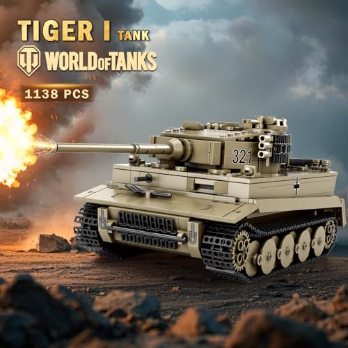 Reobrix Tiger I Tank Building Block Set for AdultWW2 Military German Tank Model SetWorld of Tanks Authorized Products 77031Army Toys Building KitIdeal Gift for Boys Age 141138 PCS - Image 5