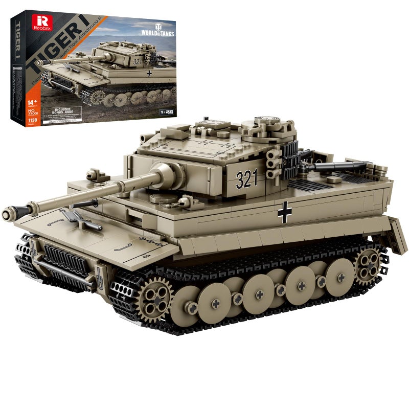 Reobrix Tiger I Tank Building Block Set for AdultWW2 Military German Tank Model SetWorld of Tanks Authorized Products 77031Army Toys Building KitIdeal Gift for Boys Age 141138 PCS - Image 2