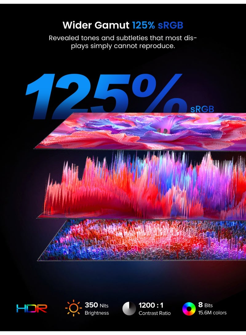 أوبيرفكت شاشة خارجية محمولة UPERFECT مقاس 15.6 بوصة بدقة 1920*1080 FHD IPS مع حامل مدمج ومنفذ USB C ومنفذ Mini HDMI شاشة ثانية لأجهزة الكمبيوتر المحمول/الهاتف/وحدة التحكم في الألعاب، قابلة للتثبيت على حامل VESA - Image 4