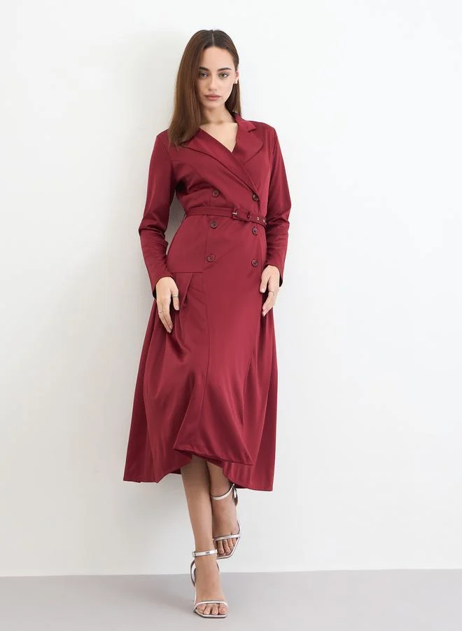 ستايلي فستان بليزر ميدي بحزام خصر