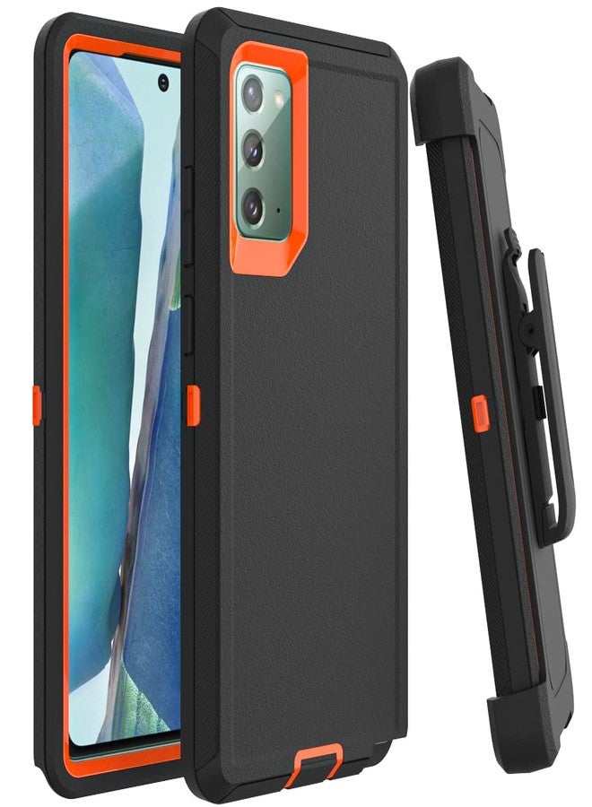 WOGROO Case for Galaxy Note 20 with Clip, Heavy-Duty Tough Rugged Shockproof Drop Protective Cover Cases for Samsung Galaxy Note 20, Black+Orange