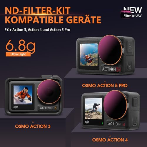 MINGVEN Action 5 Pro ND Filter Set, CPL + ND Filters Set for DJI Osmo Action 5 / Action 4 / Action 3, 4 Pack (CPL, ND8, ND16, ND32) - Image 4