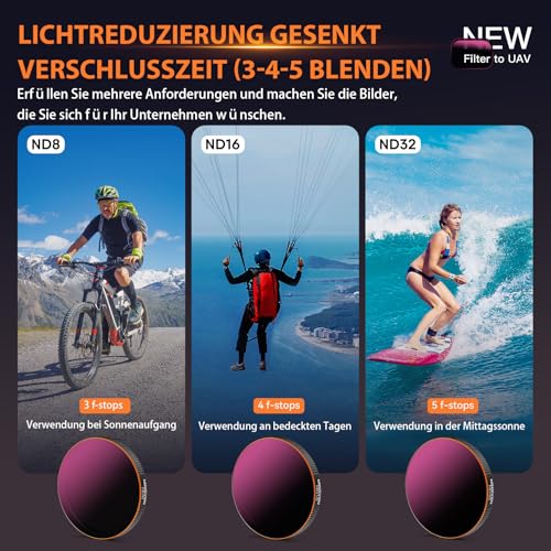 MINGVEN Action 5 Pro ND Filter Set, CPL + ND Filters Set for DJI Osmo Action 5 / Action 4 / Action 3, 4 Pack (CPL, ND8, ND16, ND32) - Image 5
