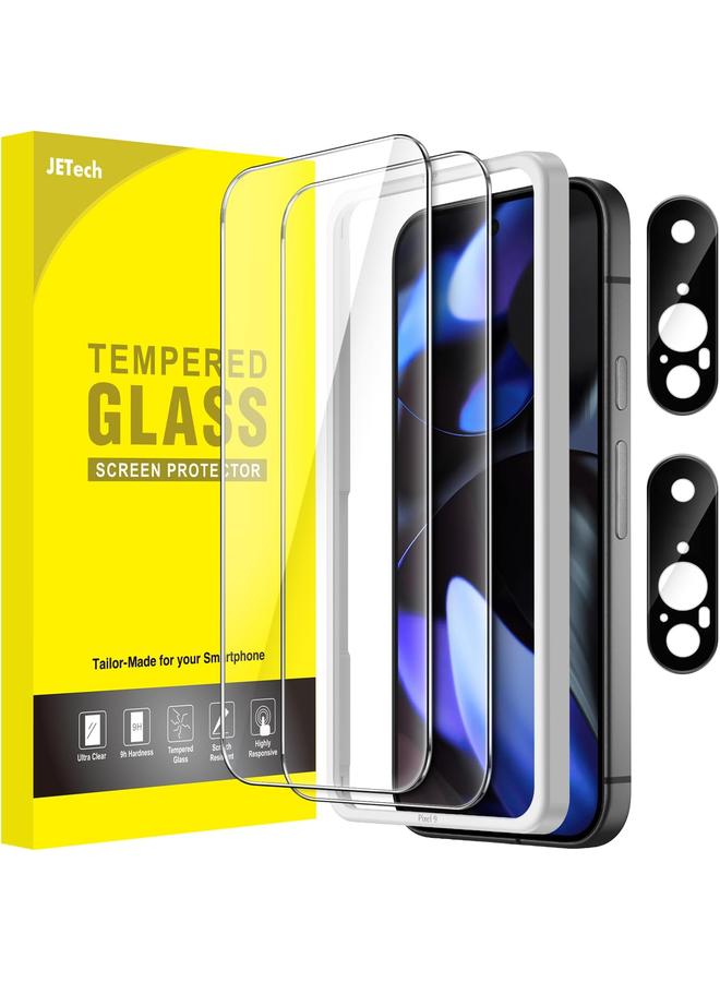 جي تيك واقي شاشة لهاتف Google Pixel 9 مع واقي عدسة الكاميرا أداة تركيب سهلة، فيلم زجاجي مقوى متوافق مع بصمات الأصابع، شفاف عالي الدقة، عبوتان لكل منهما - Image 1
