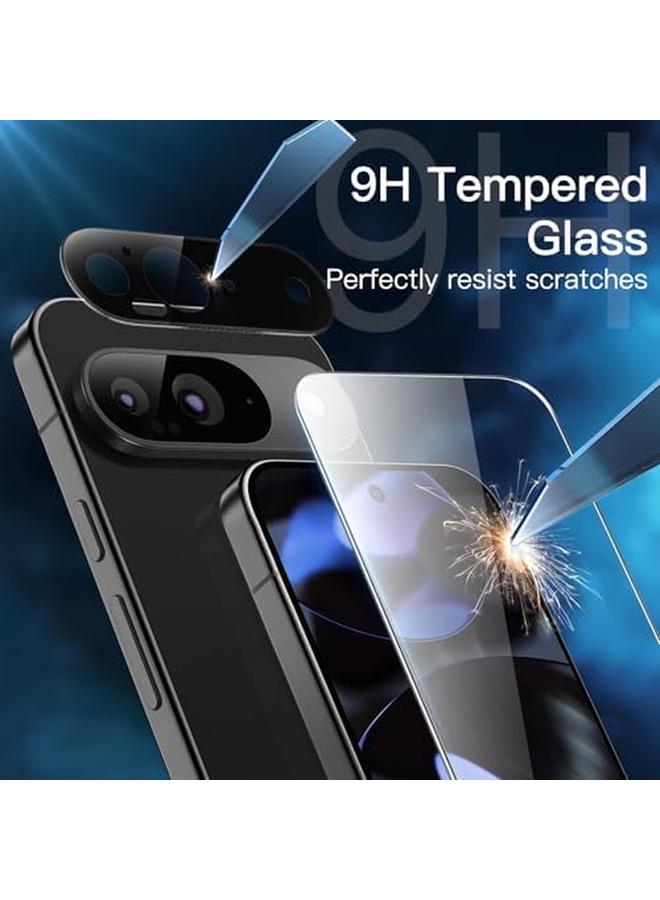 جي تيك واقي شاشة لهاتف Google Pixel 9 مع واقي عدسة الكاميرا أداة تركيب سهلة، فيلم زجاجي مقوى متوافق مع بصمات الأصابع، شفاف عالي الدقة، عبوتان لكل منهما - Image 4