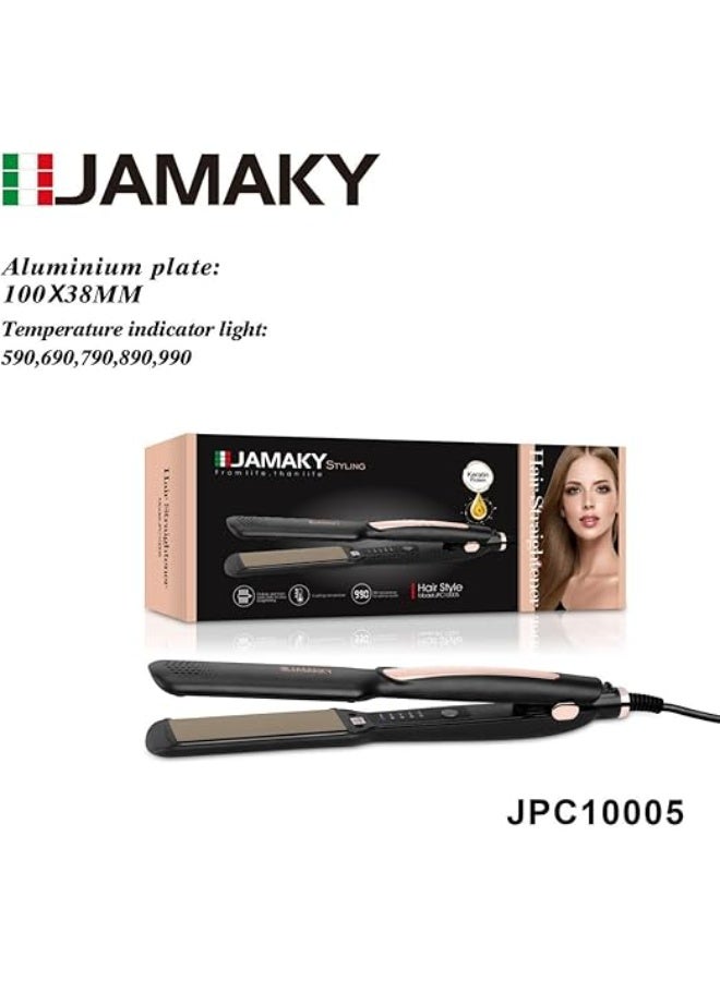 جامايكا مكواة فرد الشعر جاماكي، تصفيف بجودة صالونات التجميل، تسخين سريع في 30 ثانية، تسخين قوي بقوة 50 واط، ألواح سيراميك بالكيراتين و5 مستويات حرارة - jpc10005 - Image 2