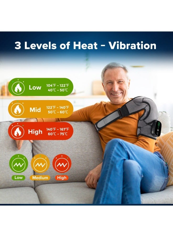 M MIAOYAN Electric Heating Shoulder Support Belt, Neck and Shoulder Joint Strain Heating Belt with Vibrating Massage, Heating and Massaging Protector  - Image 4