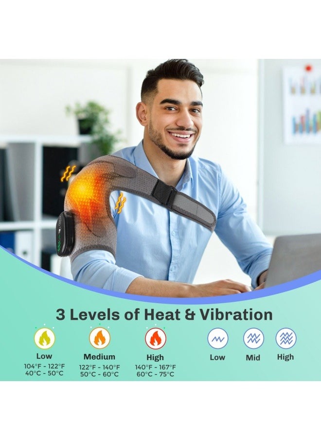 M MIAOYAN Electric Heating Shoulder Support Belt, Neck and Shoulder Joint Strain Heating Belt with Vibrating Massage, Heating and Massaging Protector  - Image 2