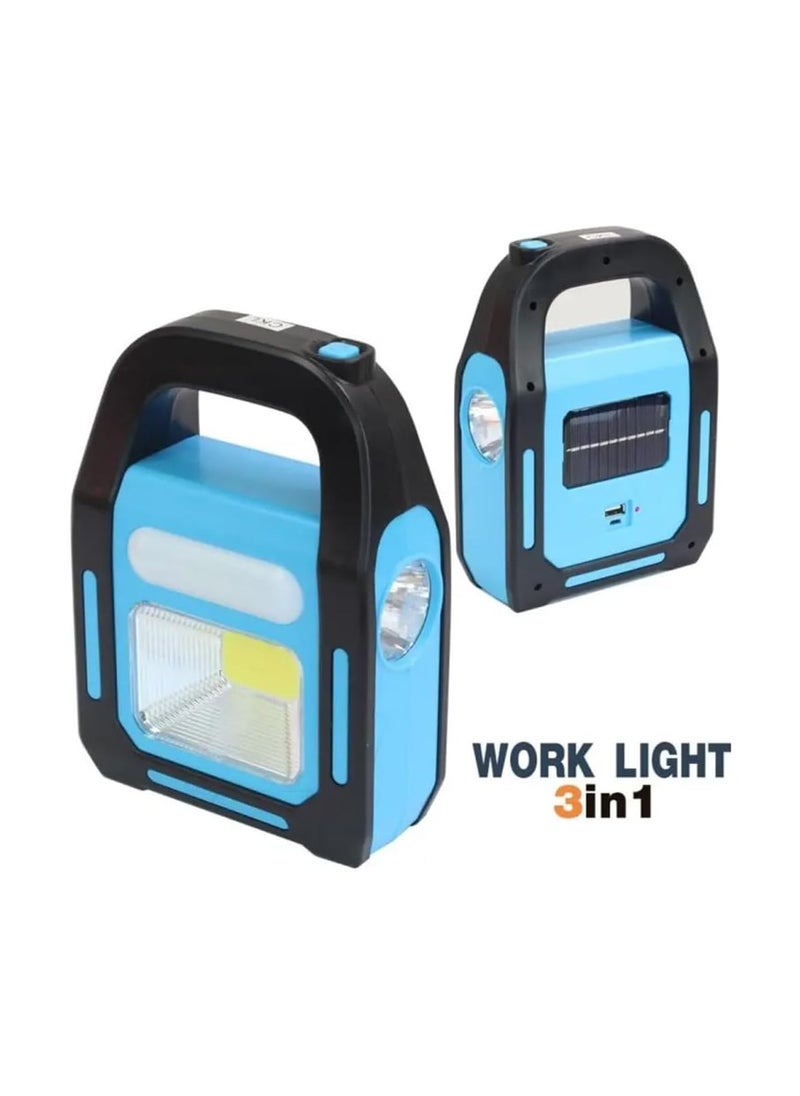 Generic 3 in 1 Super Bright Portable Camping Lantern with Rechargeable Solar Panel  - Image 1