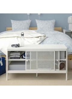 Zaboon Storage Bench With Sliding Doors, White, 100X37 Cm  - Image 3