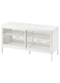 Zaboon Storage Bench With Sliding Doors, White, 100X37 Cm  - Image 1