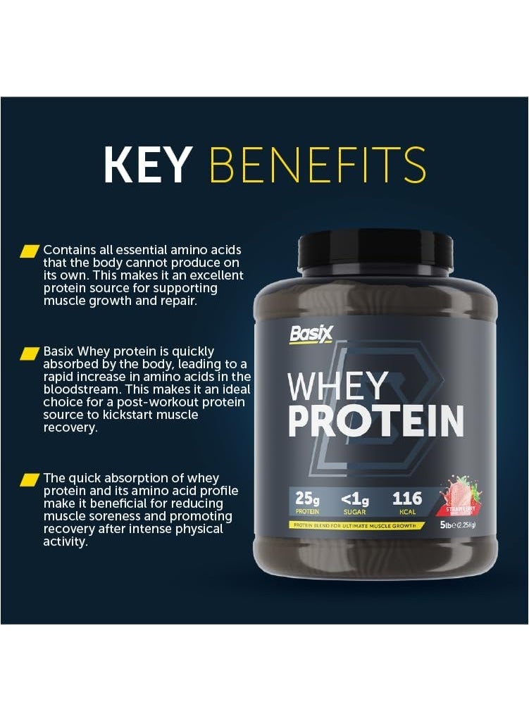 Basix Whey Protein Strawberry Swirl 70 Servings – Premium Muscle Growth & Recovery Formula - Image 3