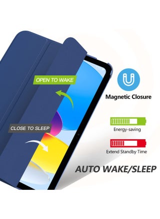 حافظة لجهاز iPad (A16) 11 بوصة 2025/iPad 10 10.9 بوصة 2022، غطاء خلفي شفاف مع حامل قلم، وغطاء حافظة مع خاصية السكون/التنشيط التلقائي لجهاز iPad 10 10.9 بوصة 2022/iPad 11 11 بوصة 2025(أزرق) - view 4