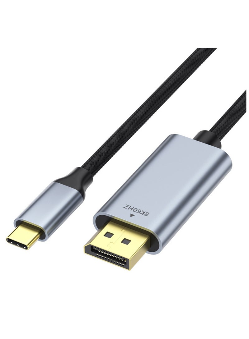 Type C to DP Adapter Cable 1 Meter Supports Up to 8K 60Hz Type C to Displayport Converter Cable Type C Male to DP Male Adapter Cable (Black) - Image 1