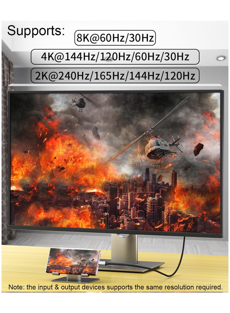 Type C to DP Adapter Cable 1 Meter Supports Up to 8K 60Hz Type C to Displayport Converter Cable Type C Male to DP Male Adapter Cable (Black) - Image 3