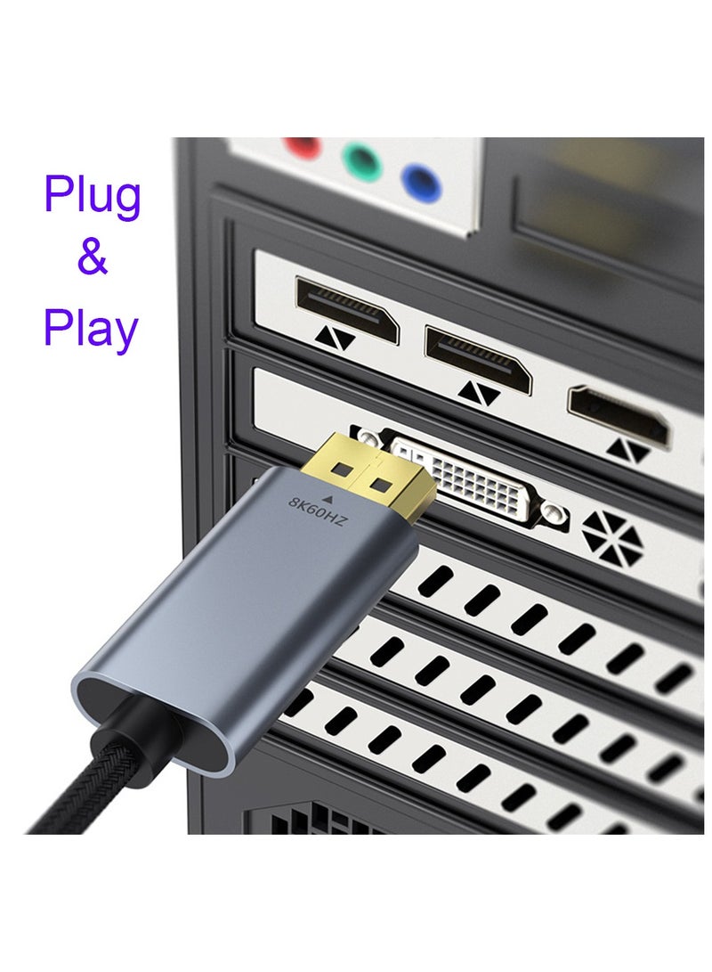 Type C to DP Adapter Cable 1 Meter Supports Up to 8K 60Hz Type C to Displayport Converter Cable Type C Male to DP Male Adapter Cable (Black) - Image 5