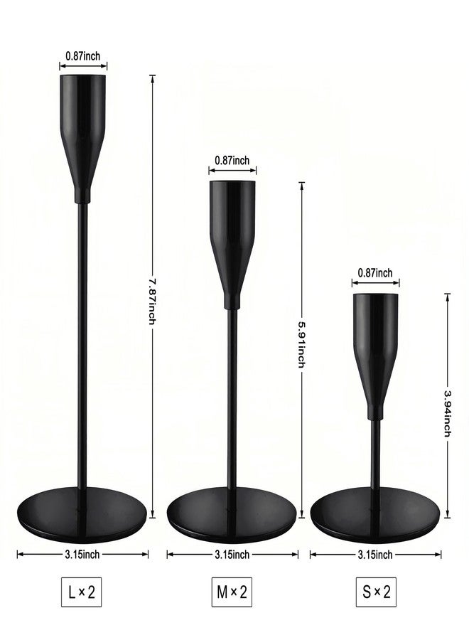 ECHFSM Black Taper Candle Holders,Set of 6,Metal Candlestick Holders Bulk,Candle Stand for Wedding Decor,Mantel Centerpiece,Dinning Room,Home,Party,Festival（GCH07 BK 6） - Image 2