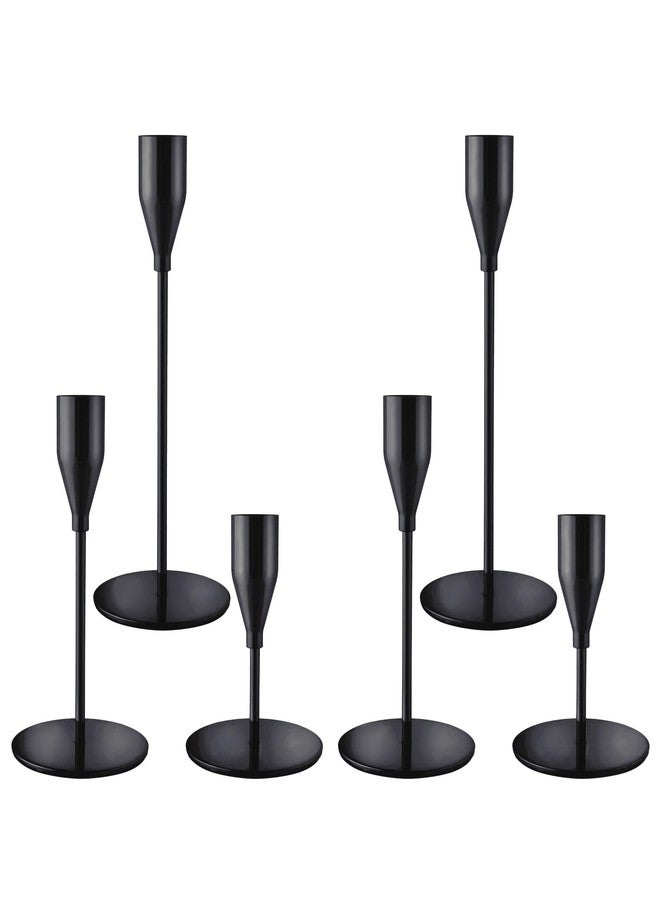 ECHFSM Black Taper Candle Holders,Set of 6,Metal Candlestick Holders Bulk,Candle Stand for Wedding Decor,Mantel Centerpiece,Dinning Room,Home,Party,Festival（GCH07 BK 6） - Image 1