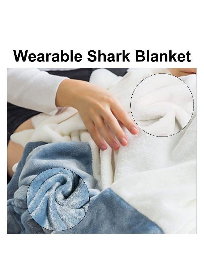 Super Soft Cozy Shark Blanket Hoodie for Adults and Children - Wearable Shark Onesie Blanket Sleeping Bag - Cosplay Shark Costume -  Shark Gift for Shark Lovers  - Image 3