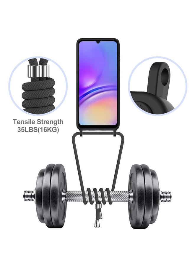 اس-توب جراب لهاتف Samsung Galaxy M05 / F05 مزود بحقيبة بطاقات مدمجة، جراب هاتف من السيليكون السائل بلون سادة مع حبل قصير - Image 5