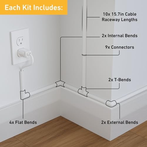 D-Line Half Round Cord Hider, Patented Cable Cover, Hide TV Wall Mount Wires, Raceway for Cords, Decorative Wire Covers, Paintable, Adhesive Cable Concealer, 10x 0.78in W x 0.39in H x 15.7in L, White - Image 2