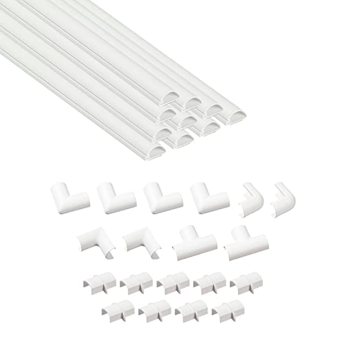 D-Line Half Round Cord Hider, Patented Cable Cover, Hide TV Wall Mount Wires, Raceway for Cords, Decorative Wire Covers, Paintable, Adhesive Cable Concealer, 10x 0.78in W x 0.39in H x 15.7in L, White - Image 1