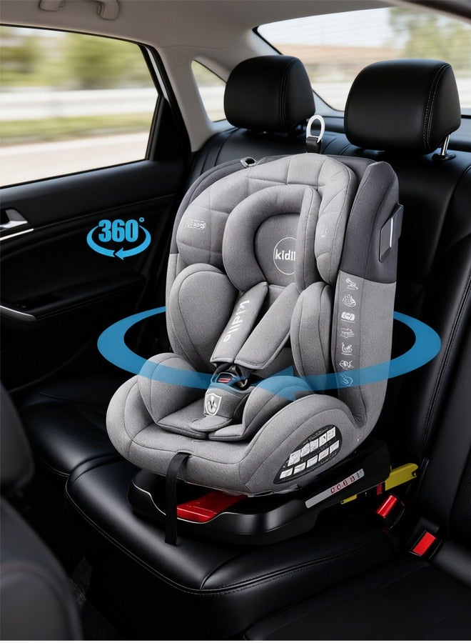 Kidilo Convertible Car Seat, 360° Rotating Seat, Rear-Facing or Forward-Facing Car Seat,grey - Image 1