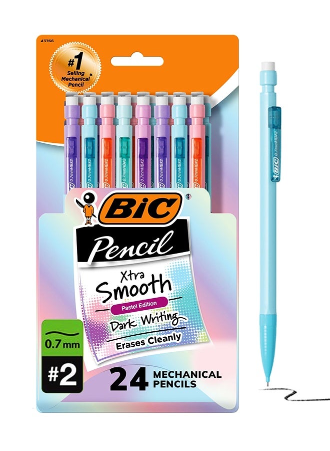بيك أقلام تلوين باستيل ميكانيكية فائقة النعومة من بيك، رأس متوسط ​​(0.7 مم) للعودة إلى المدرسة، عبوة من 24 قطعة - Image 1