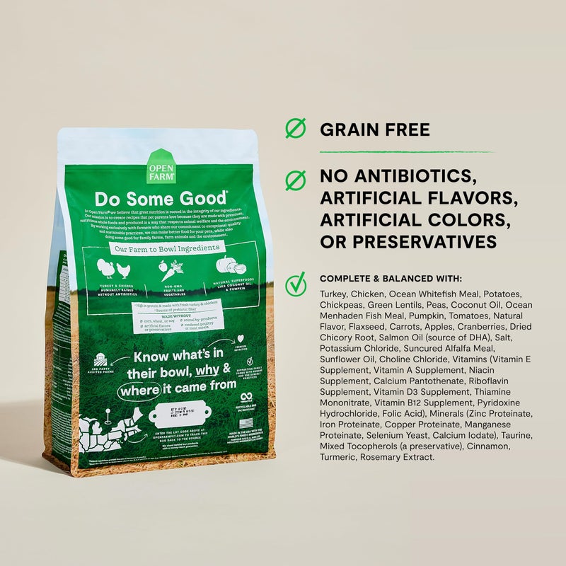Open Farm, Grain-Free Dry Dog Food, Complete & Balanced Kibble, Sustainably & Ethically Sourced Ingredients, Non-GMO Veggies & Superfoods to Support Overall Health, Turkey and Chicken Recipe, 4lb Bag - Image 3