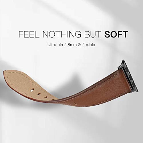 EDIMENS Leather Bands Compatible with Apple Watch 46mm 45mm 44mm 42mm(Series 1 2 3) Band Men Women, Vintage Genuine Leather Wristband Replacement Band Compatible for Apple Watch iwatch Series 10 9 8 7 6 5 4 SE2 SE - Image 5