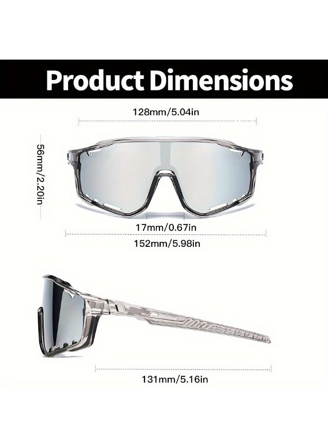 شابية نظارات دراجات هوائية للجنسين، متكاملة، فوتوكرومية - إطار كبير، مصنوعة من مادة البولي كربونات، عدسات مضادة للتوهج، خفيفة الوزن ومتينة للرياضات الخارجية، وركوب الدراجات، والاستخدام الوقائي، ملحقات ركوب الدراجات، تصميم رياضي أنيق، عدسات مرنة - Image 2