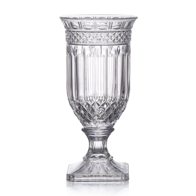 Joeyan 13 Glass Urn VaseTall Centerpiece with Ripple Diamond PatternThickened Vase for Home Wedding Parties