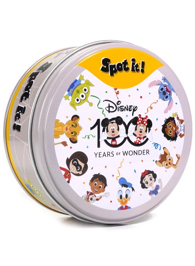 Spot It! Disney 100 Years of Wonder Card Game, Matching Game, Fun Kids Game for Family Game Night, Travel Game for Kids, Great Gift for Kids, Average Playtime 15 Minutes - Image 1