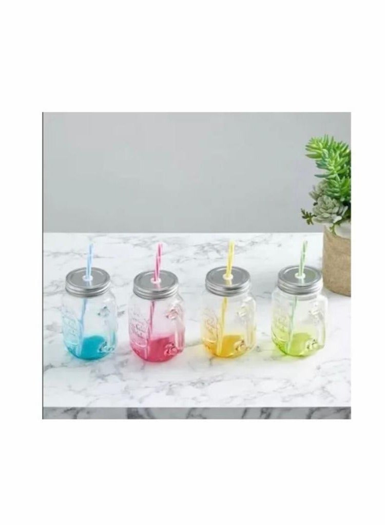 A set of beverage dispenser and 4 multi-colored jars - Image 2