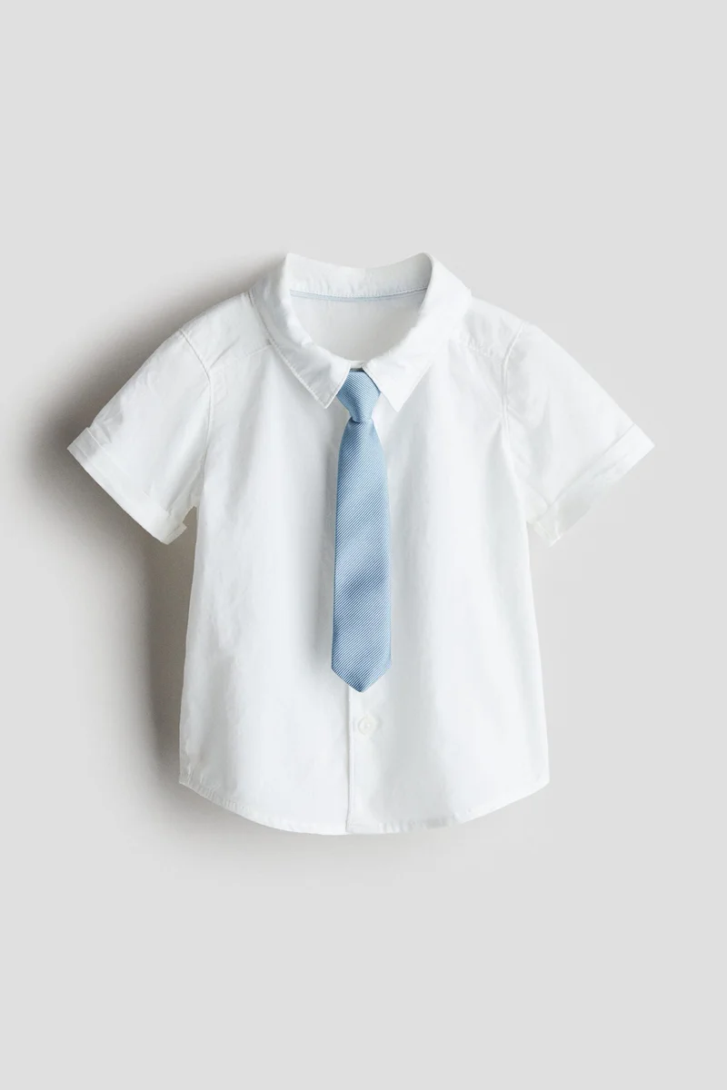 اتش اند ام طقم من قميص وربطة عنق - قطعتين