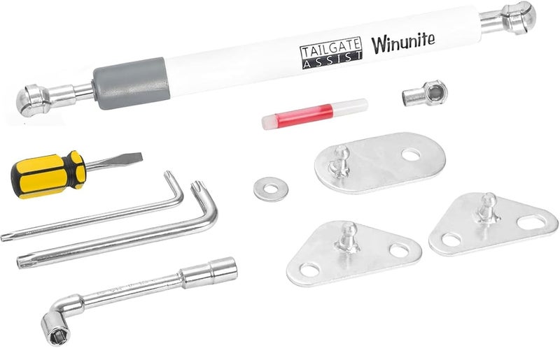 Winunite Compatible with 2015-2025 F150 White Tailgate Assist – Stainless Steel Material, Quiet Controlled Descent, No More Slamming Down, No Drill Bolt-On Installation with All Tools Included - Image 1